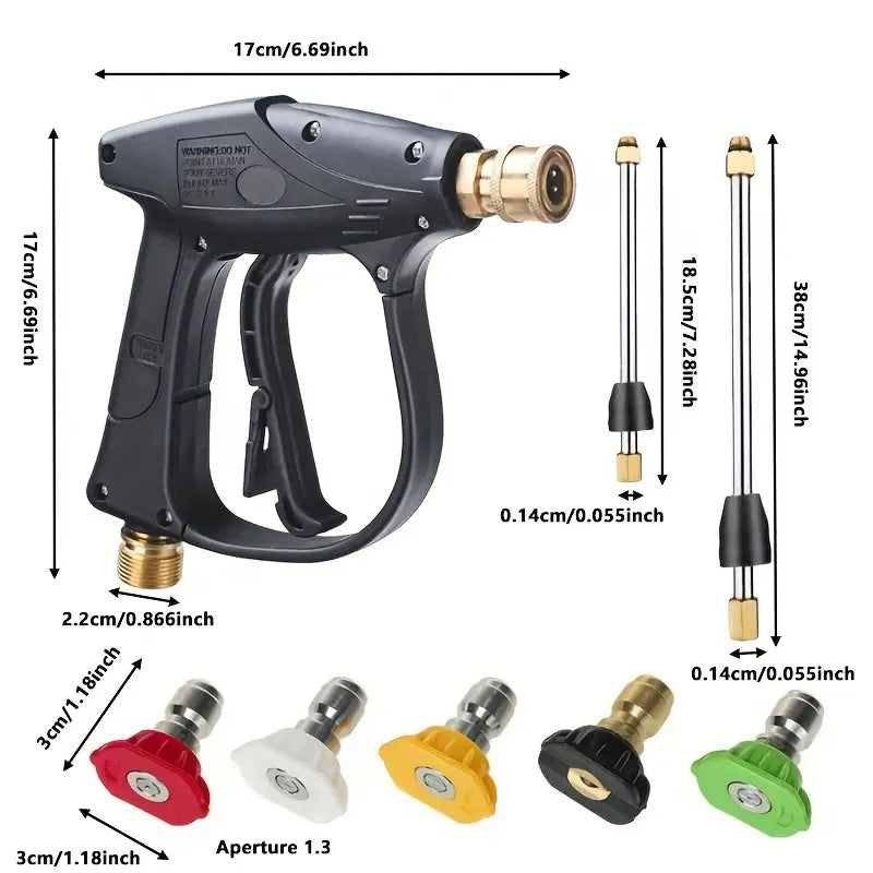 5000 PSI Pressure Washer Gun – Full Set with PA Foam Pot & 5 Nozzles