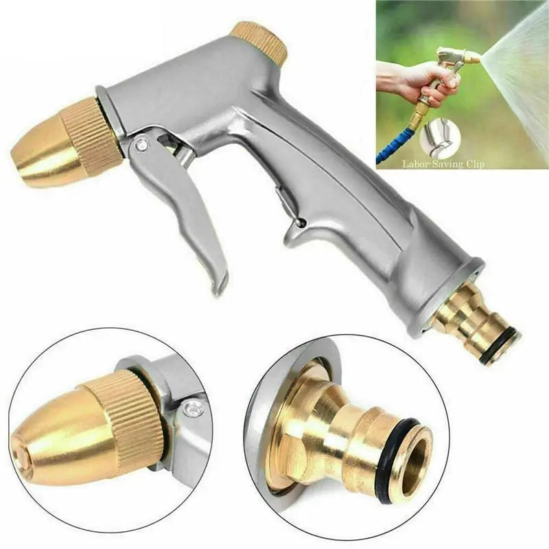 High-Pressure Washer Gun with Brass Nozzle – 4 Spray Patterns for Car & Garden