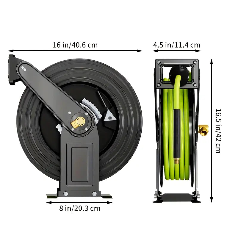 50 Ft x 3/8 In Heavy-Duty Pressure Washer Hose Reel