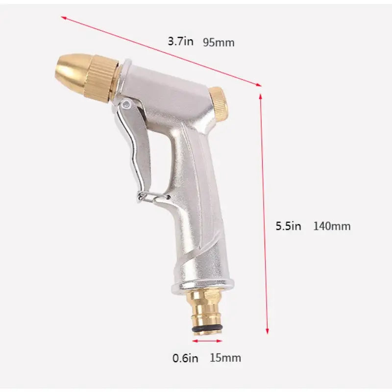 High-Pressure Washer Gun with Brass Nozzle – 4 Spray Patterns for Car & Garden